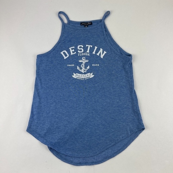 Miami Style Tank Top Girls Medium Blue Destin Florida - Picture 1 of 6